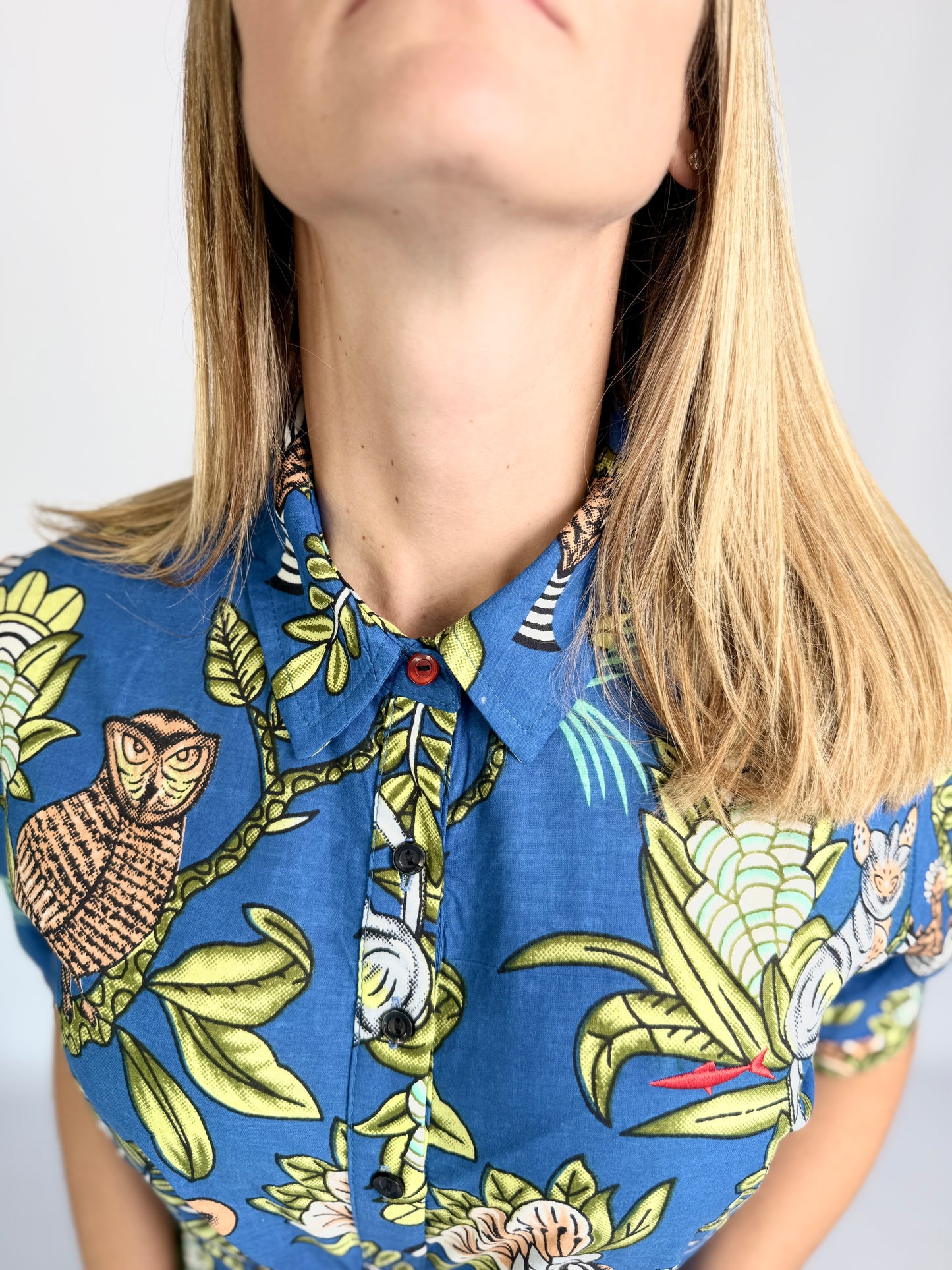 Ladies Shirt Dress - Blue Bird Party