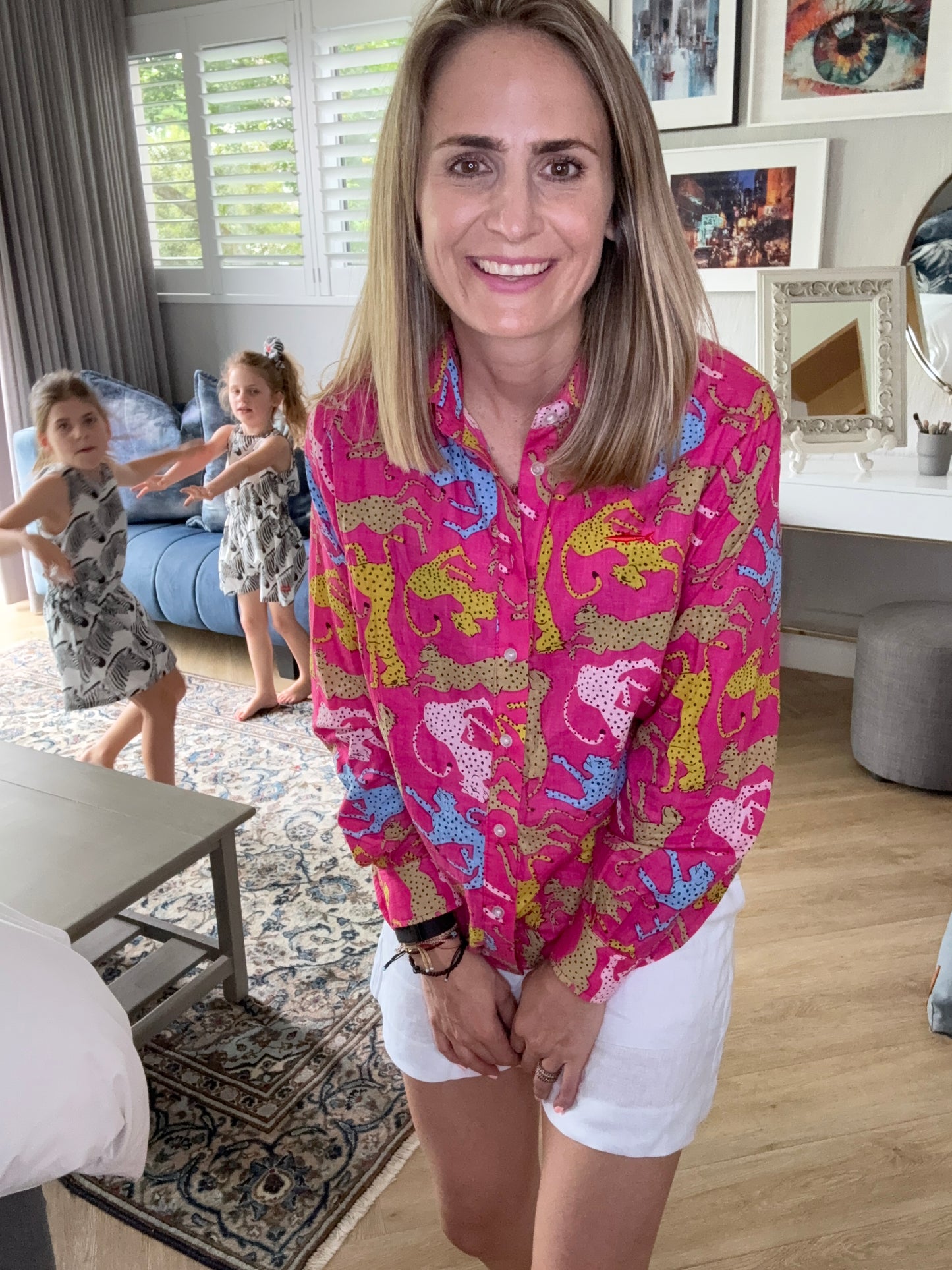 Ladies Shirt - Cheetah on Pink