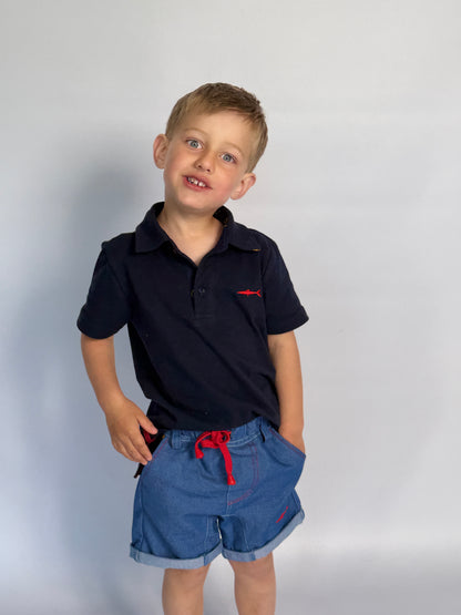 Boys Golfer - Navy - Navy w Orange Leopards Insert
