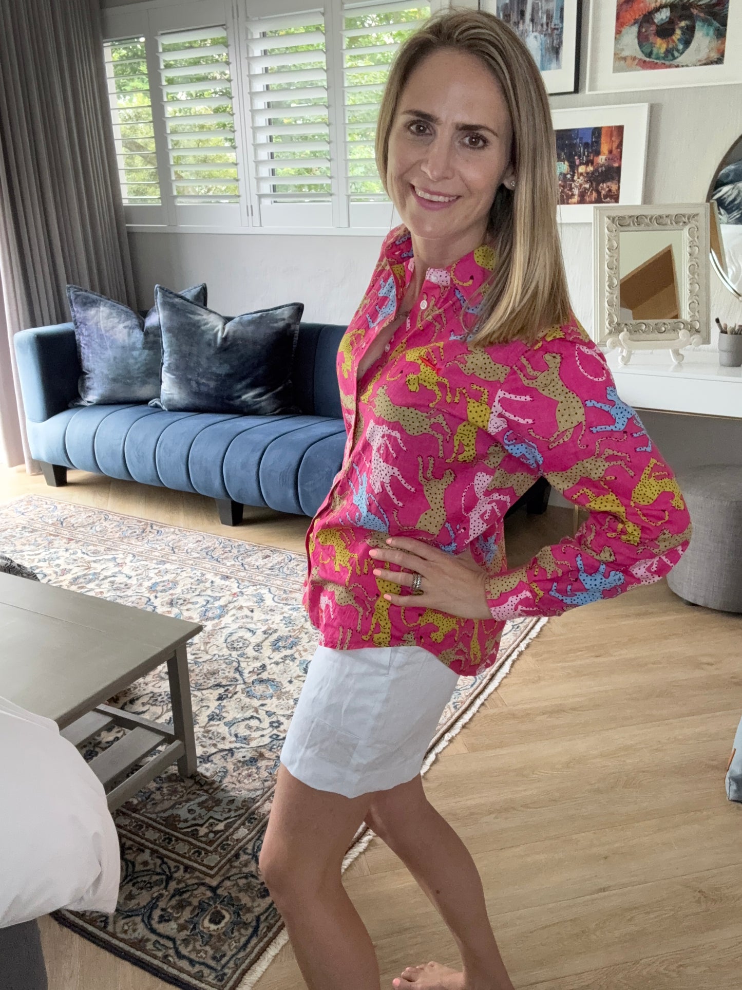 Ladies Shirt - Cheetah on Pink