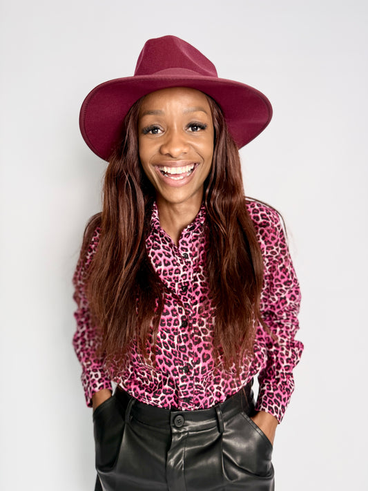 Ladies Shirt - Pink and Black Animal Print