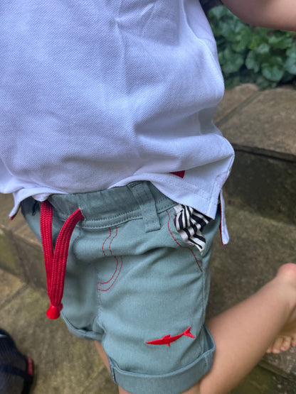 Boys Smart Shorts - Sage - Black Zebra Insert