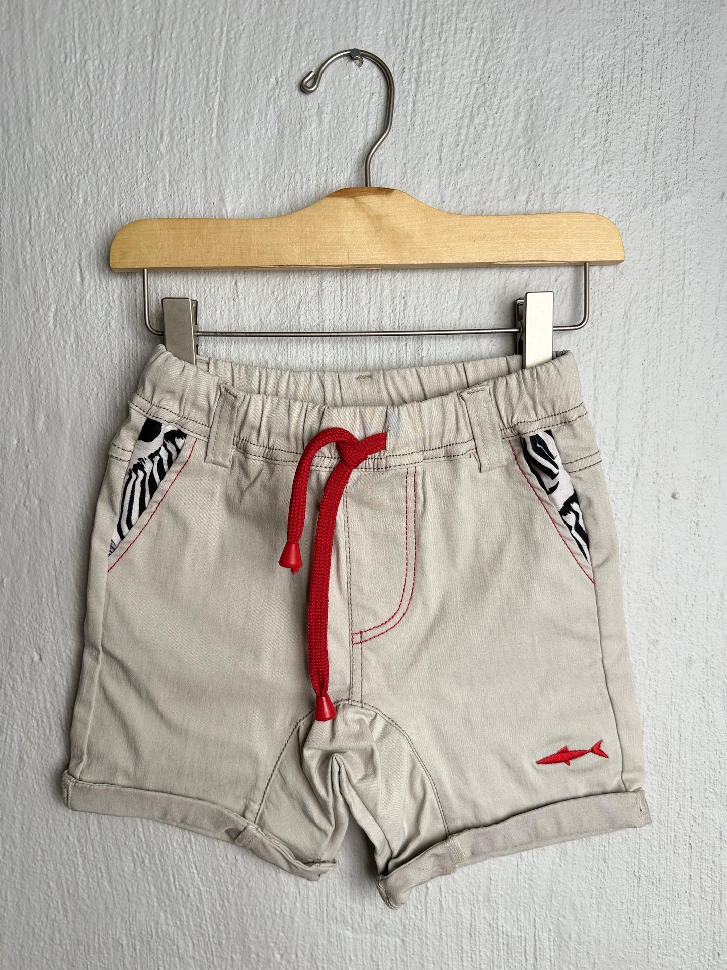 Boys Smart Shorts - Stone - Black Zebra Insert