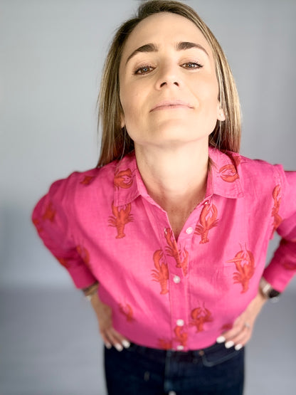 Ladies Shirt - Pink Lobster