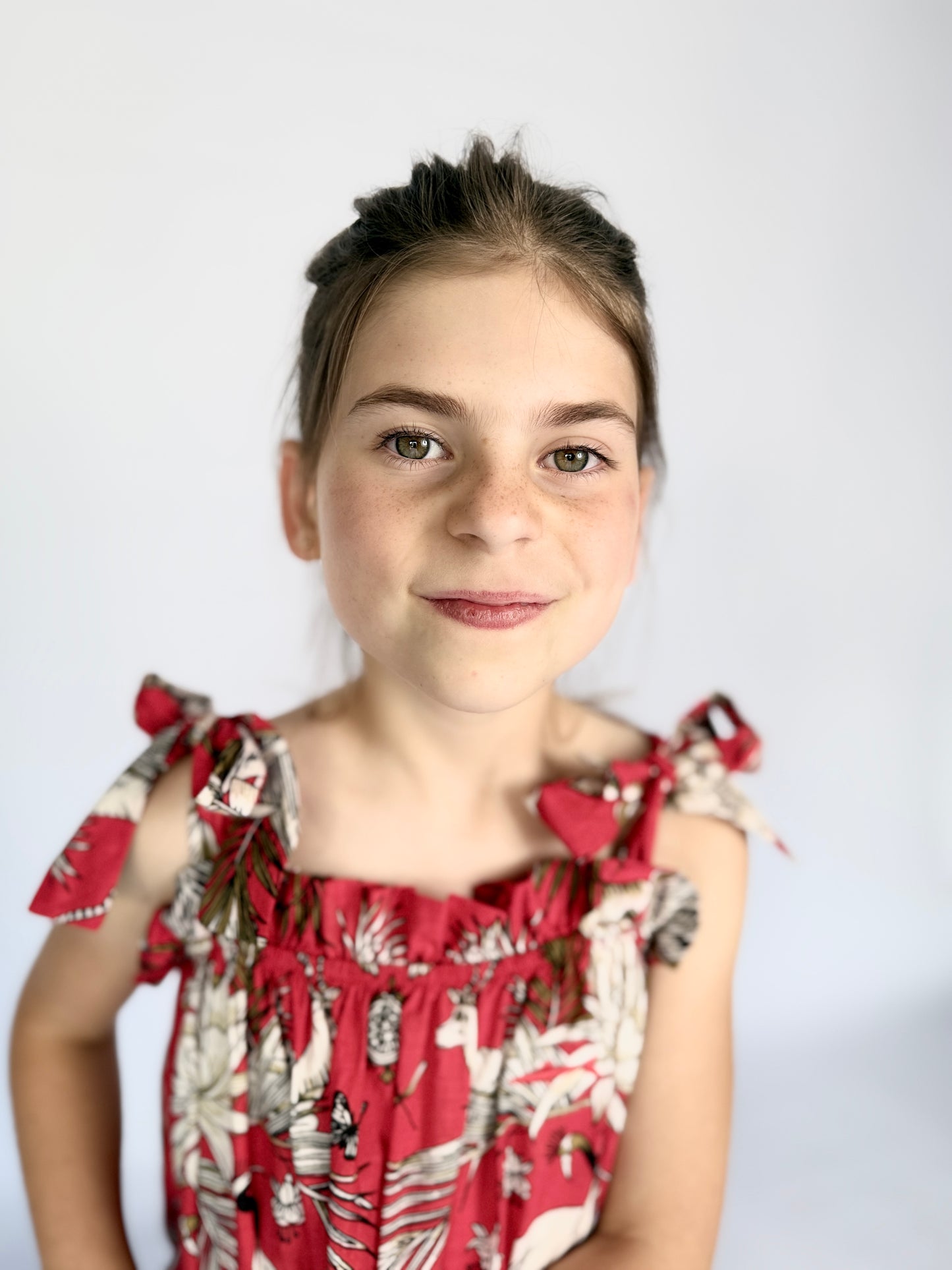 Girls Swirly Dress - Red Christmas Leopard