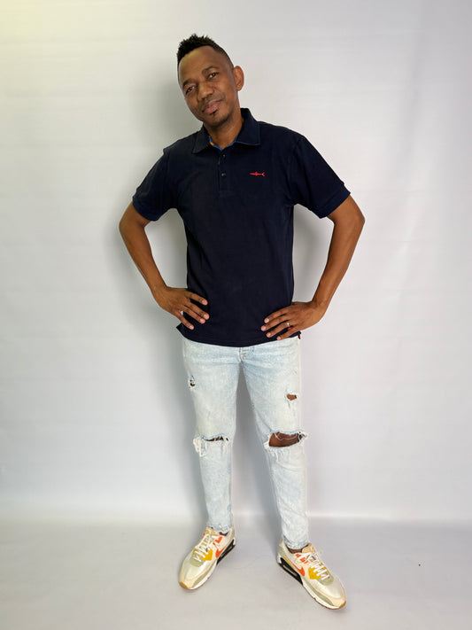 Mens Golfer - Navy - Royal Blue w Orange Leopards Insert