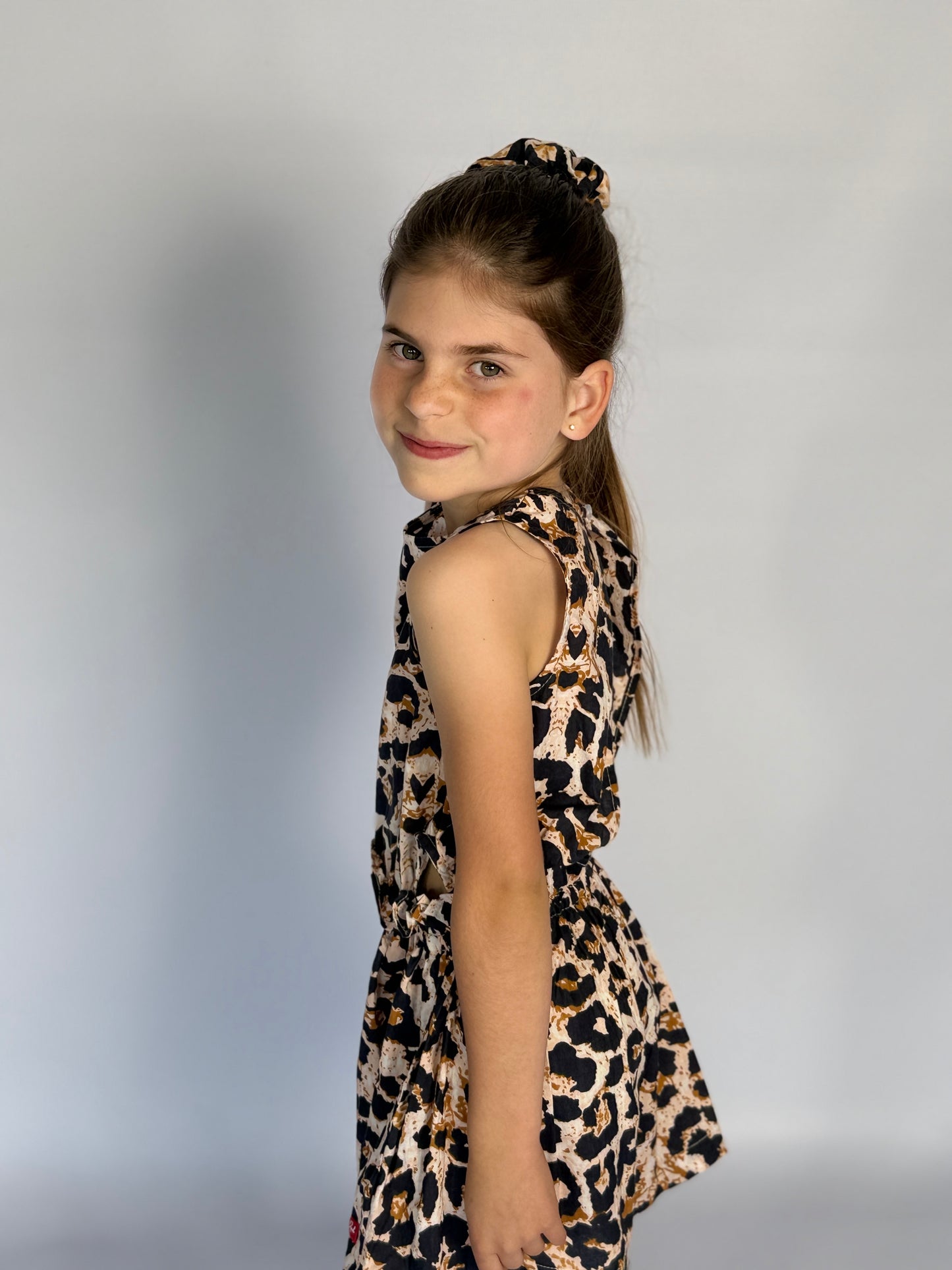 Girls Playsuit - Navy Animal Print