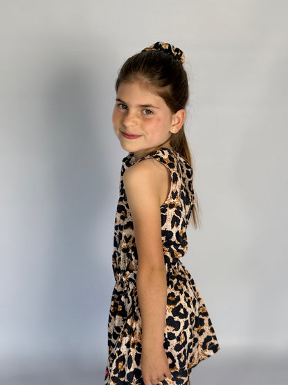 Girls Playsuit - Navy Animal Print