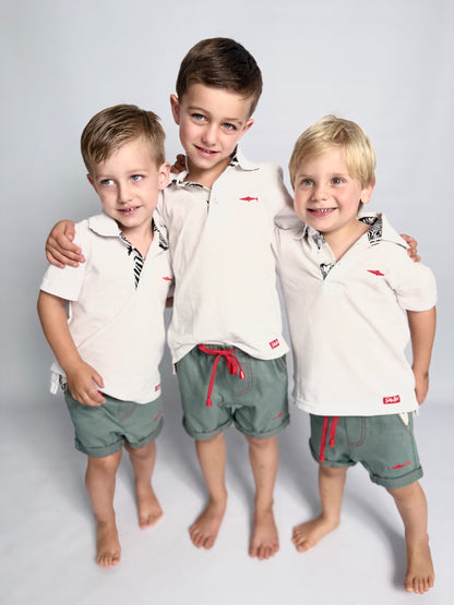 Boys Golfer - White - Black Zebra Collar Insert