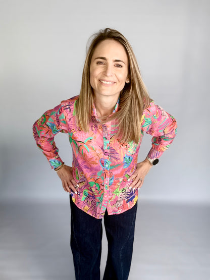 Ladies Shirt - Pink Tropical