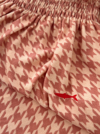 Girls Jumpsuit - Pink and White Houndstooth