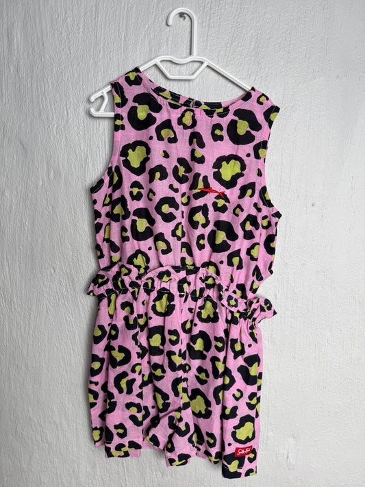 Girls Playsuit - Pink and Black Animal Print