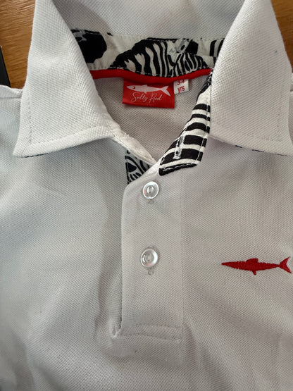 Boys Golfer - White - Black Zebra Collar Insert