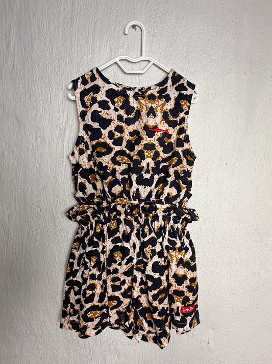 Girls Playsuit - Navy Animal Print