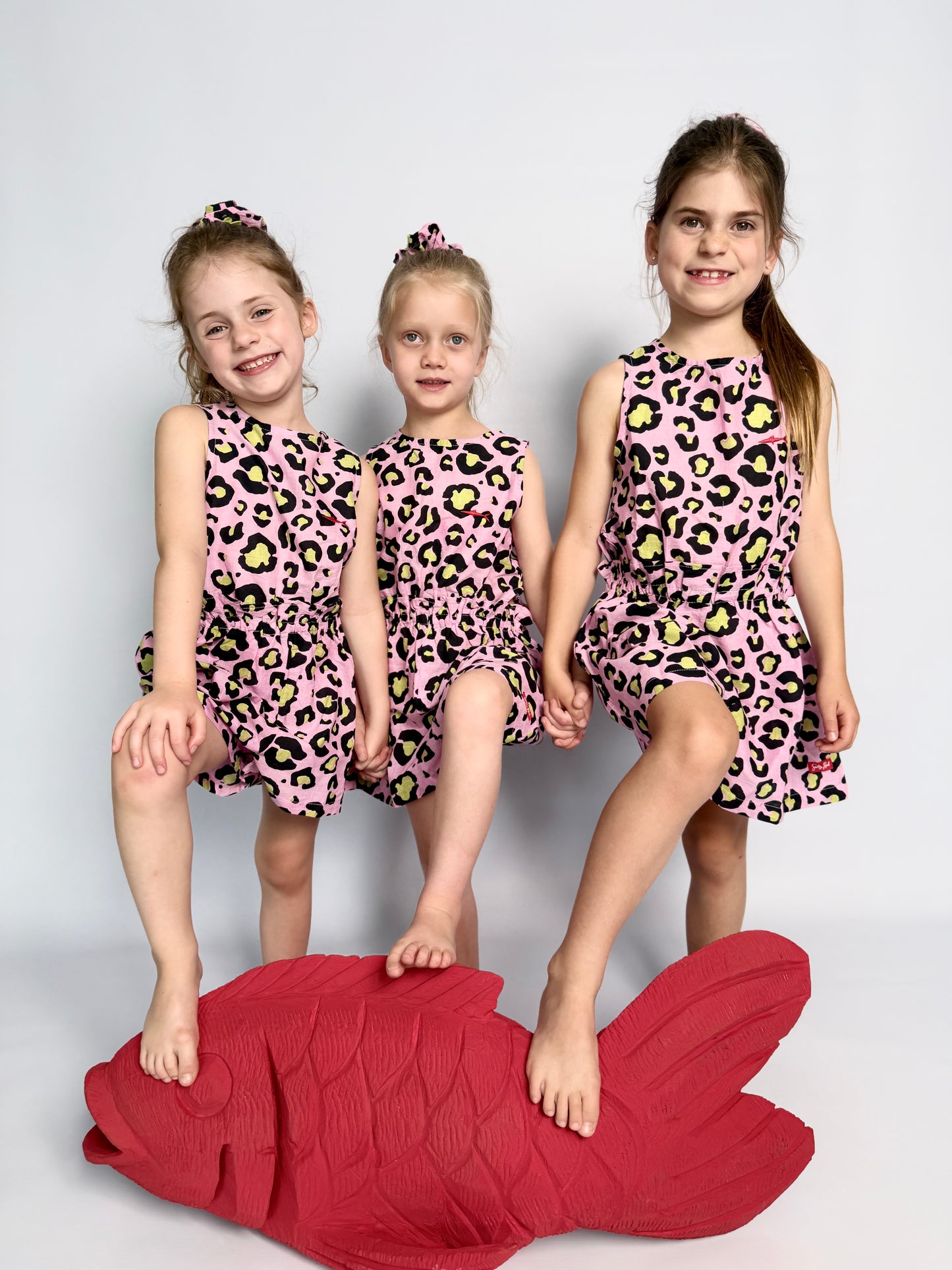 Girls Playsuit - Pink and Black Animal Print