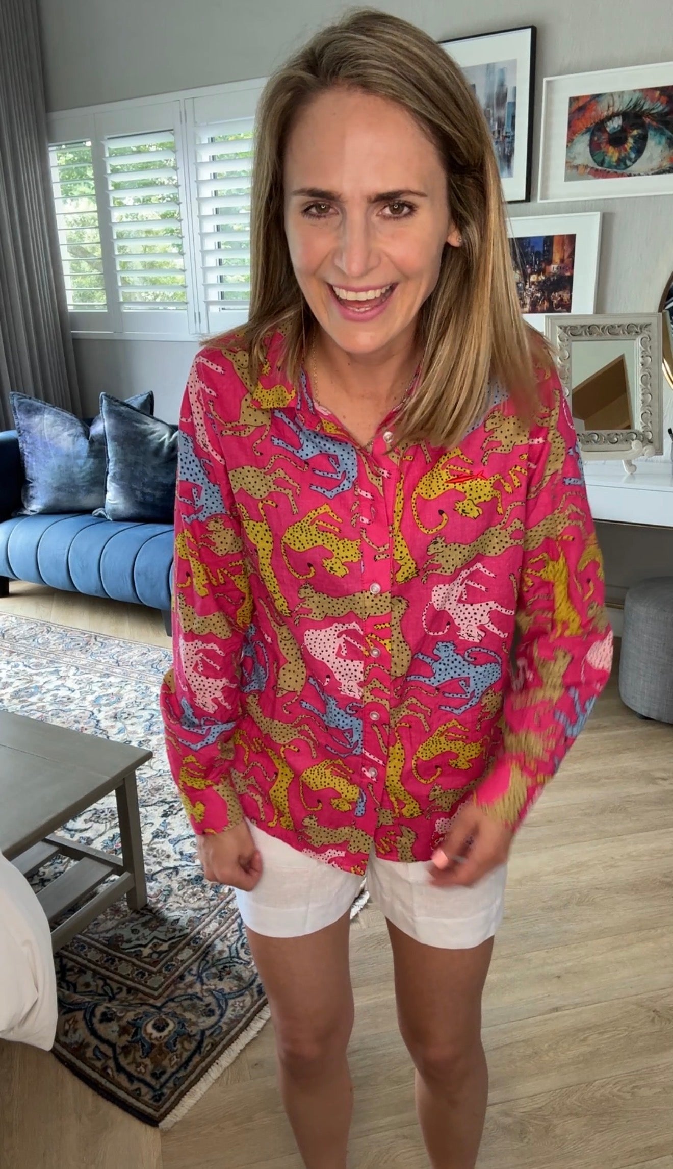 Ladies Shirt - Cheetah on Pink