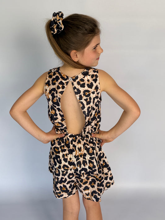 Girls Playsuit - Navy Animal Print