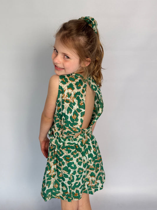 Girls Playsuit - Green Animal Print