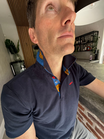 Mens Golfer - Navy - Royal Blue w Orange Leopards Insert