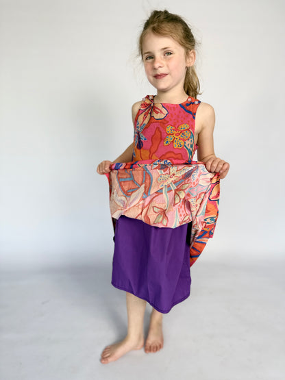 Girls Criss Cross back Dress - Pink Floral