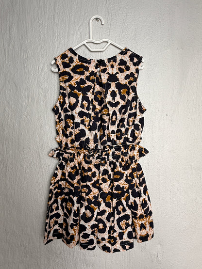 Girls Playsuit - Navy Animal Print