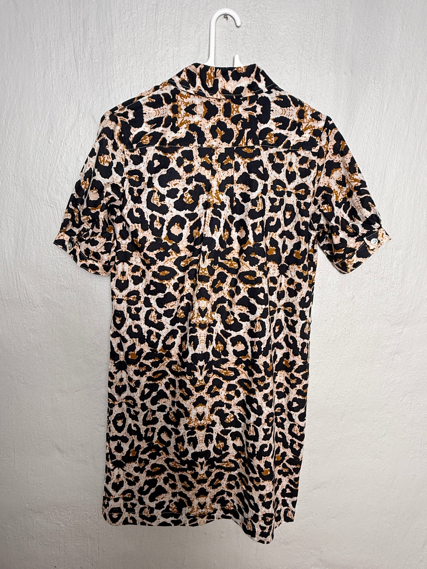 Ladies Shirt Dress - Navy Animal Print
