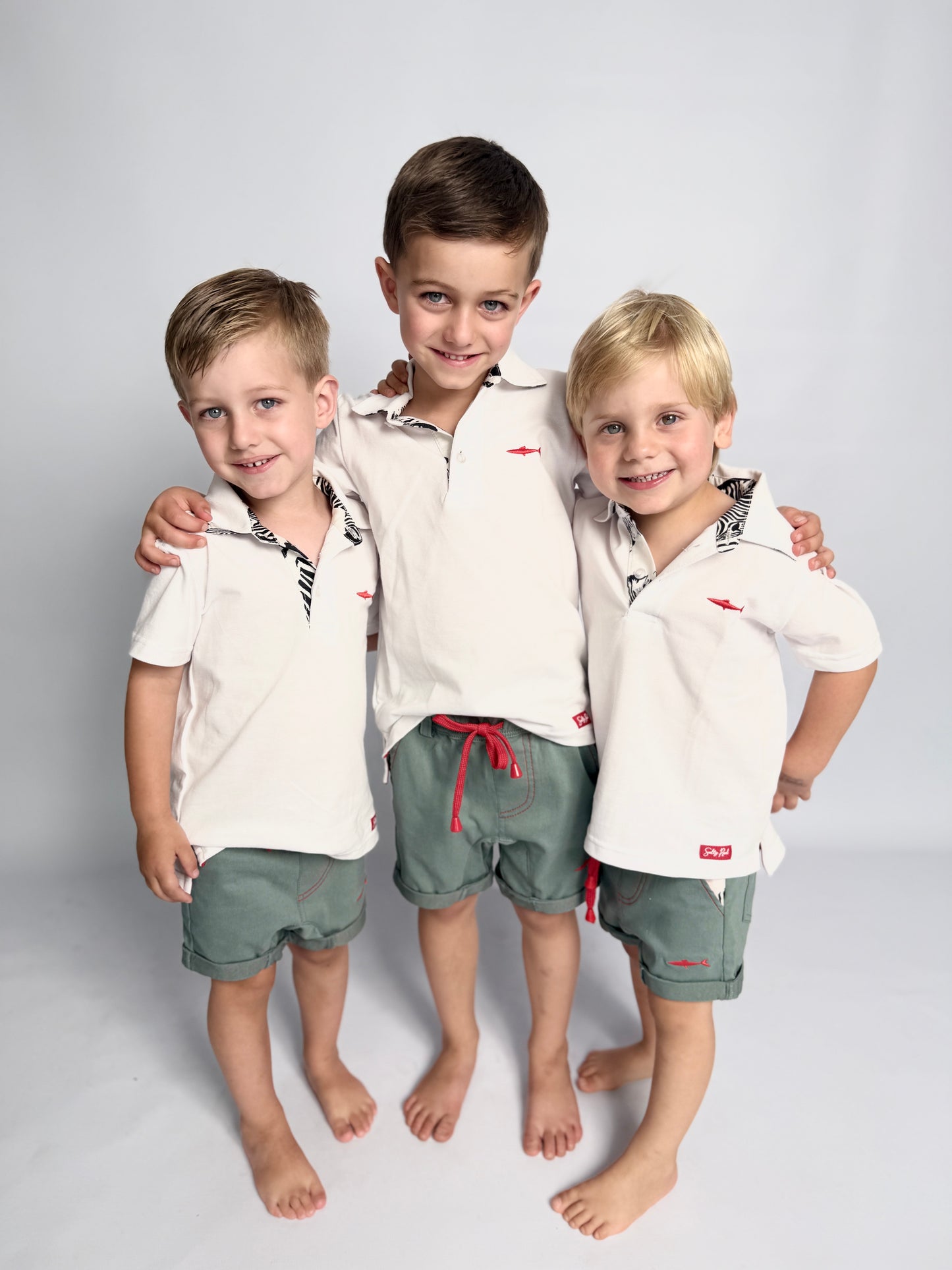 Boys Golfer - White - Black Zebra Collar Insert