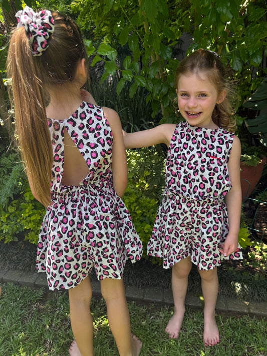 Girls Playsuit - White and Pink