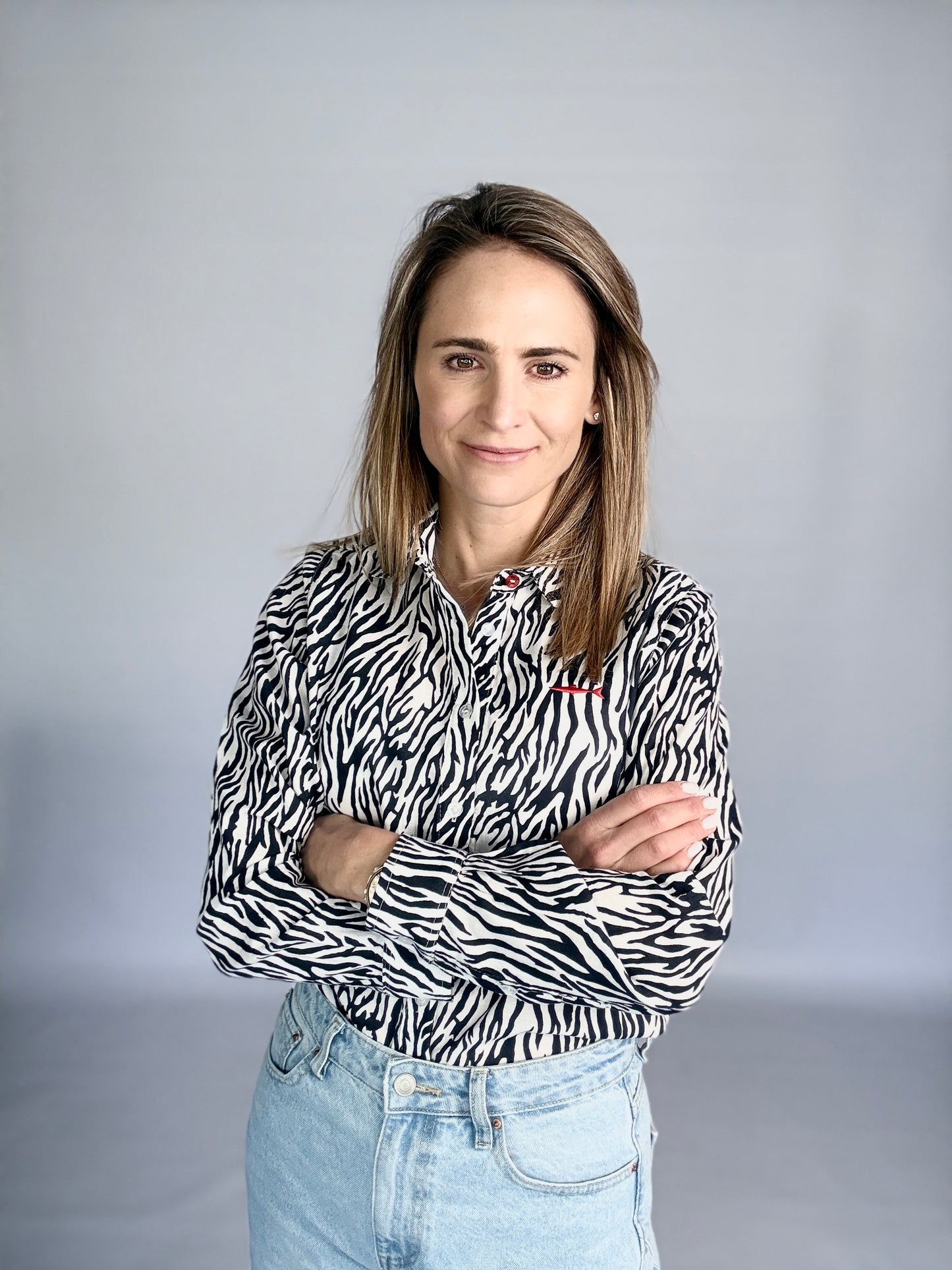 Ladies Shirt - Black and White Abstract Print