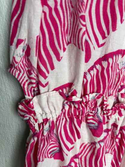 Girls Playsuit - Pink Zebra