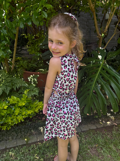 Girls Playsuit - White and Pink