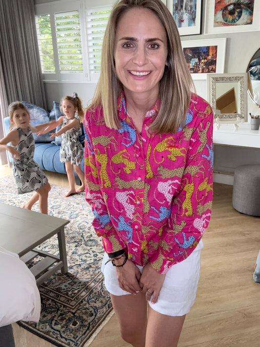 Ladies Shirt - Cheetah on Pink
