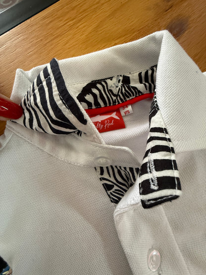 Boys Golfer - White - Black Zebra Collar Insert