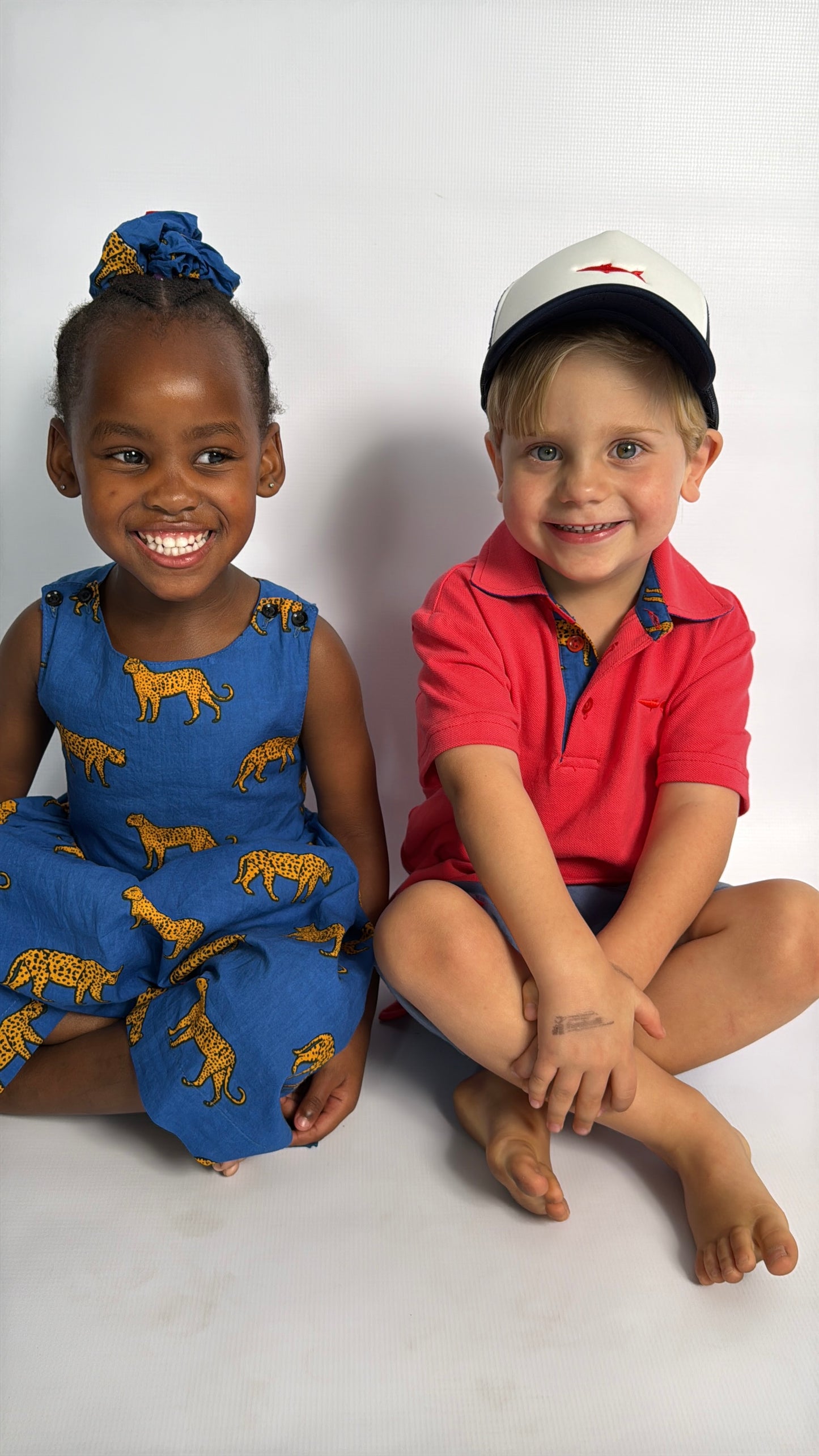 Boys Golfer - Coral - Navy w Orange Leopards Insert