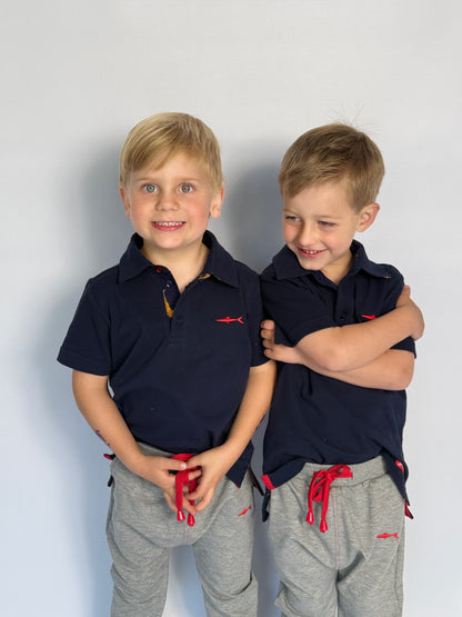 Boys Golfer - Navy - Navy w Orange Leopards Insert