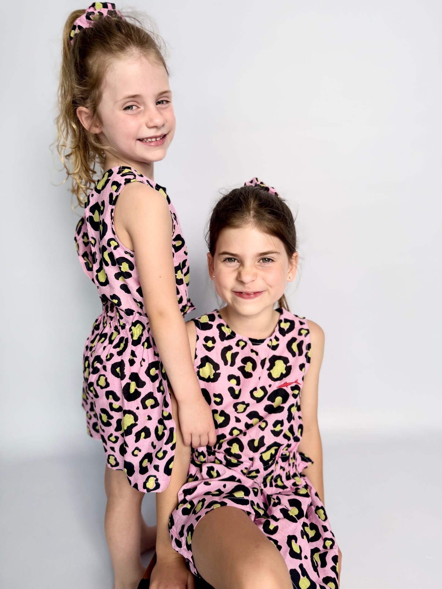 Girls Playsuit - Pink and Black Animal Print