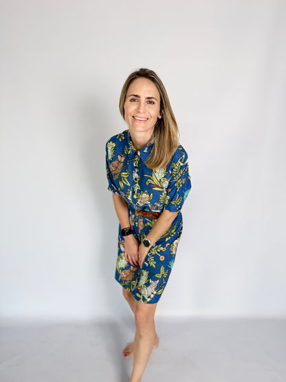 Ladies Shirt Dress - Blue Bird Party