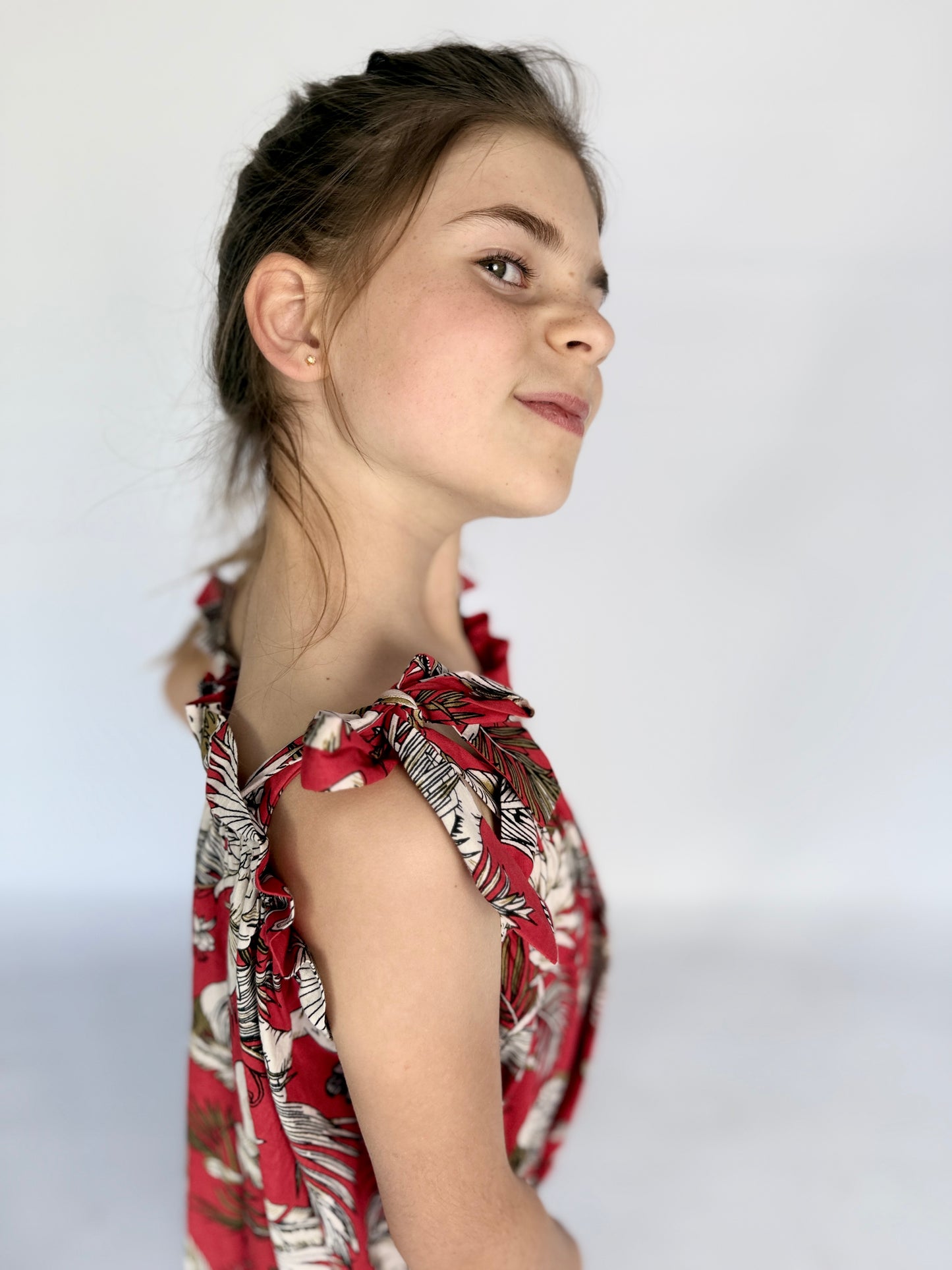 Girls Swirly Dress - Red Christmas Leopard