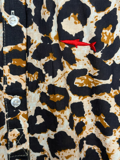 Ladies Shirt Dress - Navy Animal Print