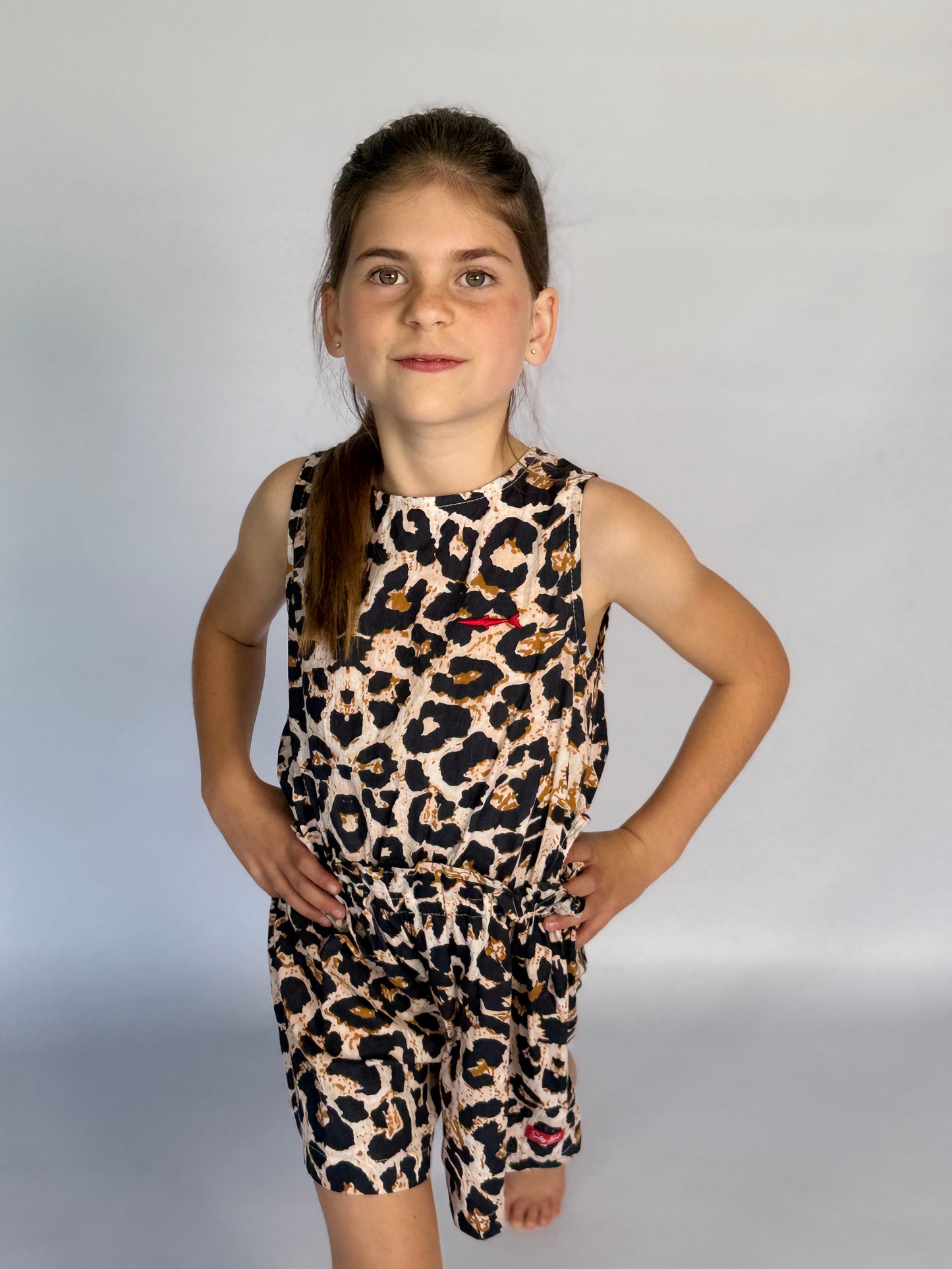 Girls Playsuit - Navy Animal Print