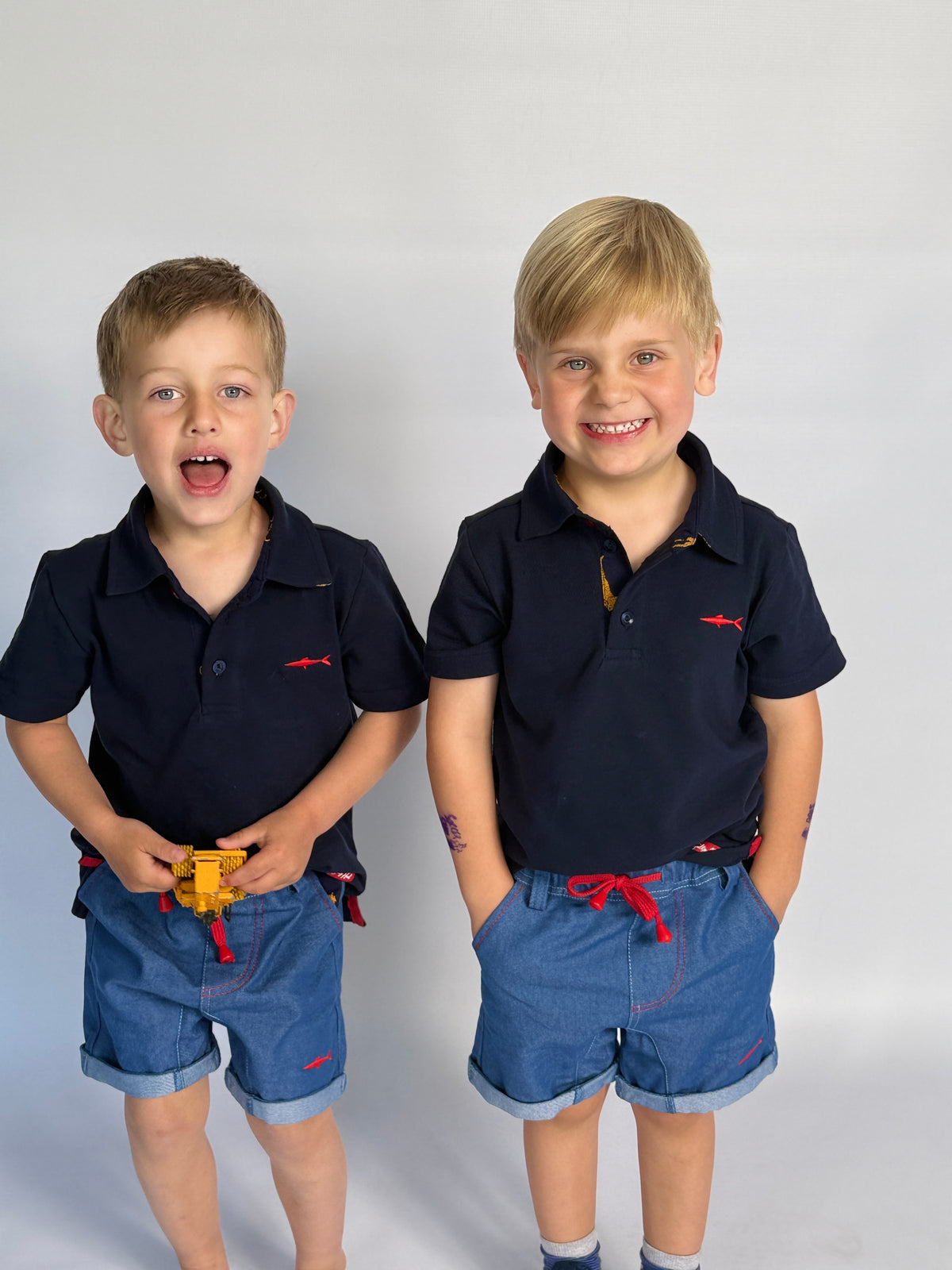 Boys Golfer - Navy - Navy w Orange Leopards Insert