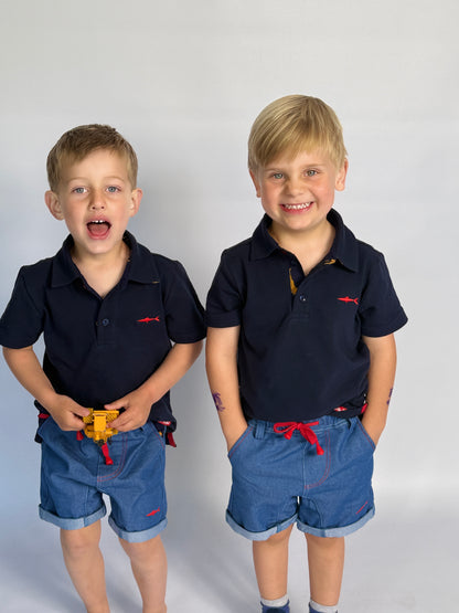 Boys Golfer - Navy - Navy w Orange Leopards Insert