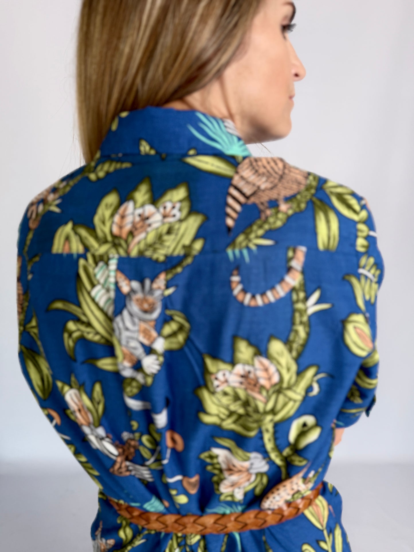 Ladies Shirt Dress - Blue Bird Party