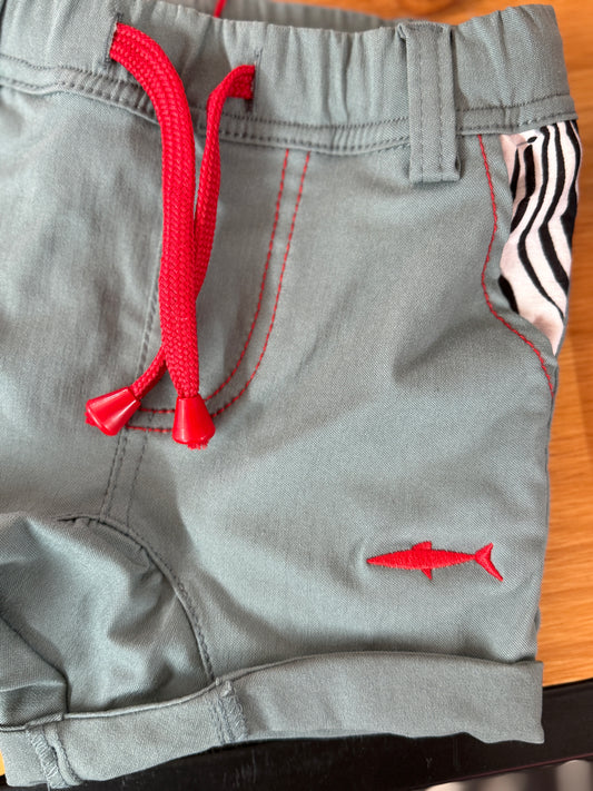 Boys Smart Shorts - Sage - Black Zebra Insert