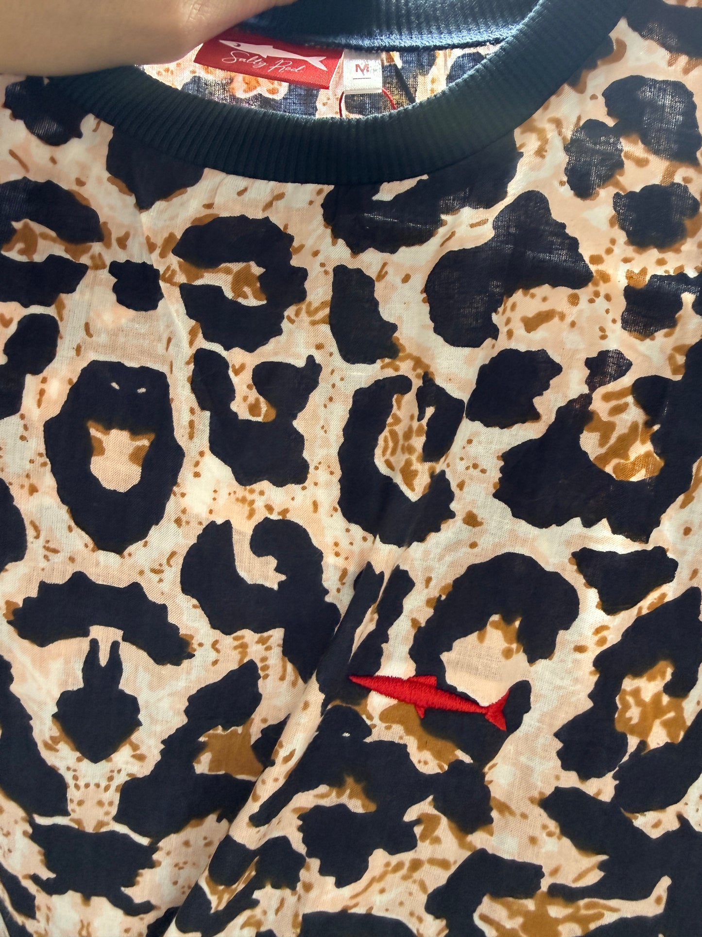 Ladies Sleeveless Dress - Navy Animal Print