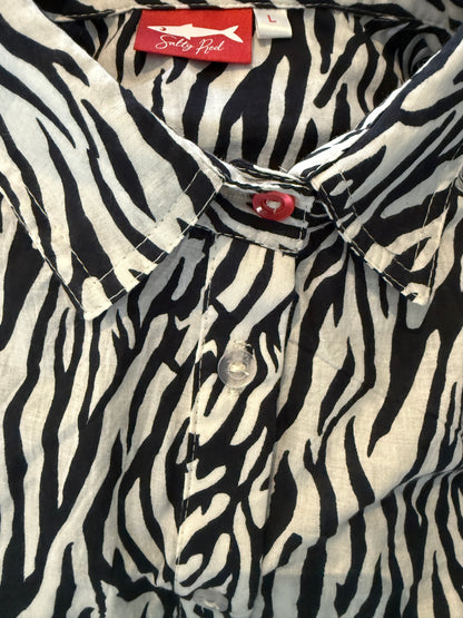Ladies Shirt - Black and White Abstract Print