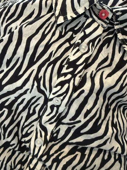 Ladies Shirt - Black and White Abstract Print