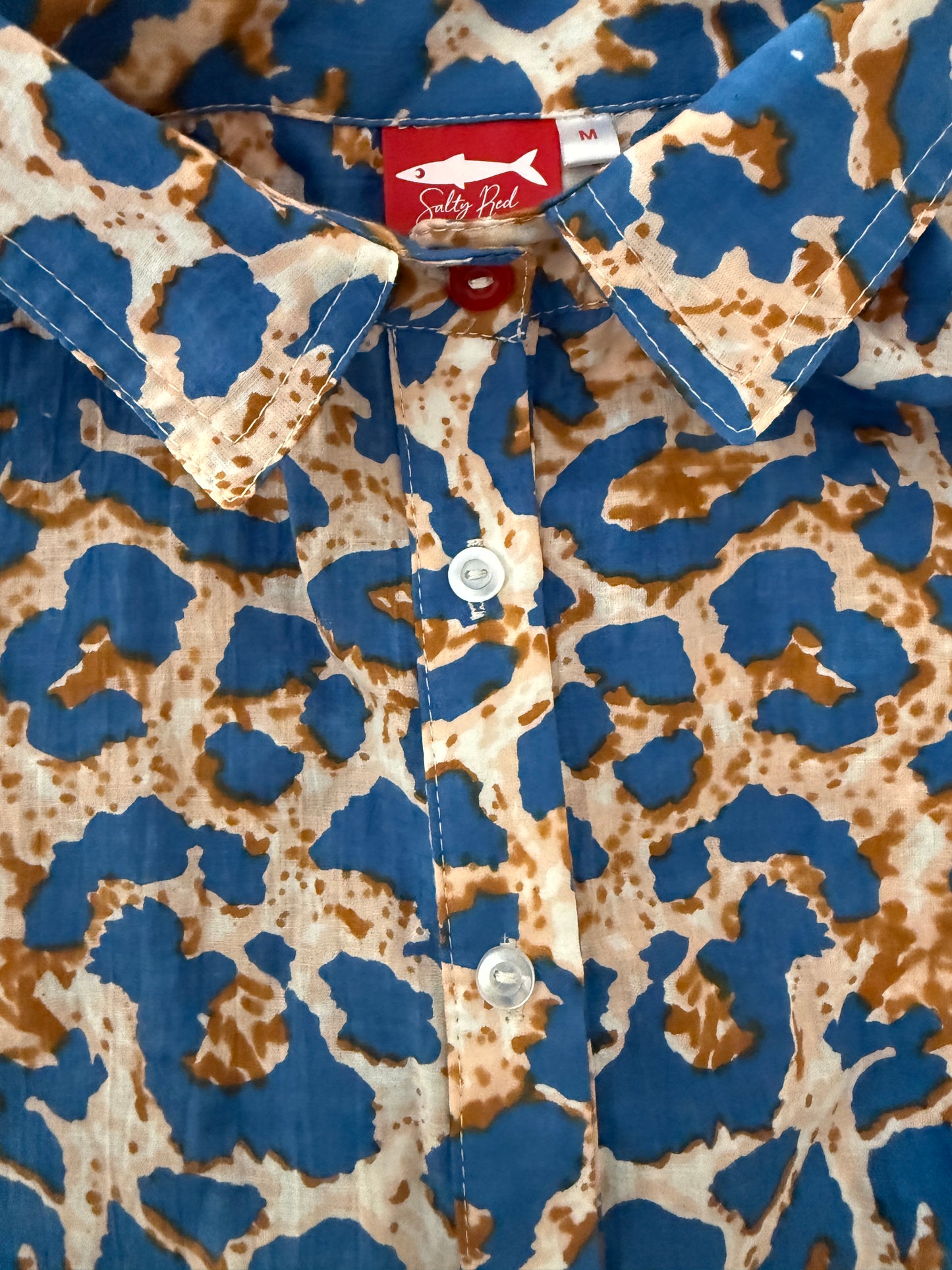 Ladies Shirt - Sky Blue Animal Print