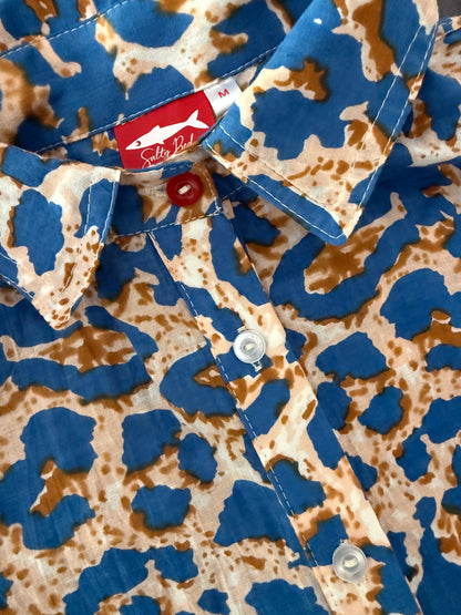 Ladies Shirt - Sky Blue Animal Print