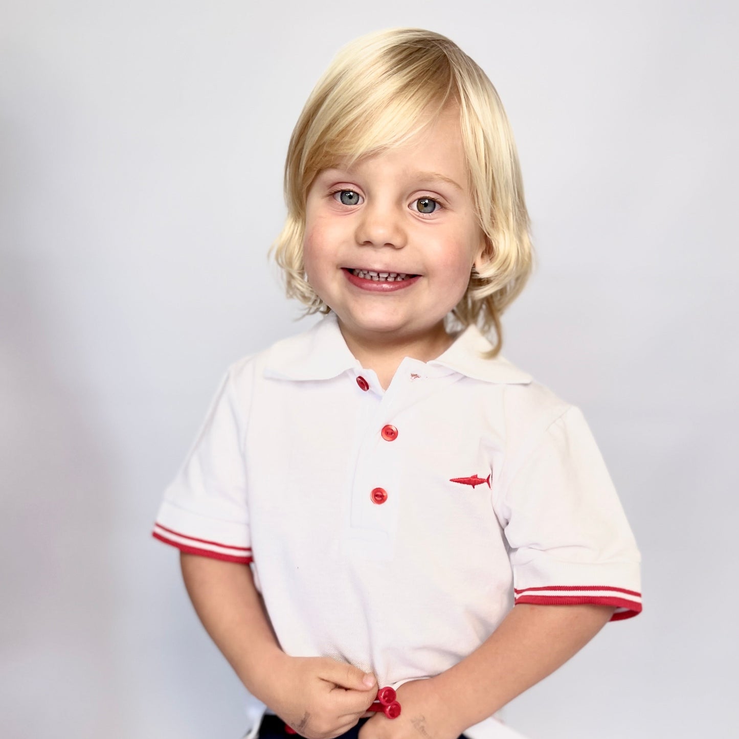 Boys Golfer - White - Black Zebra Collar Insert